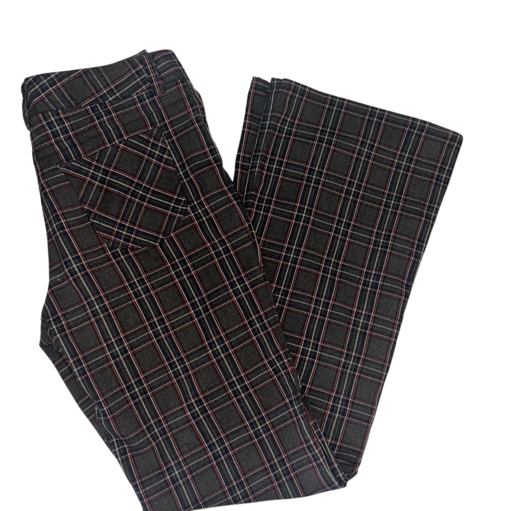 JouJou Plaid Wide Flare Pants Size 9-10 Gray Stretch